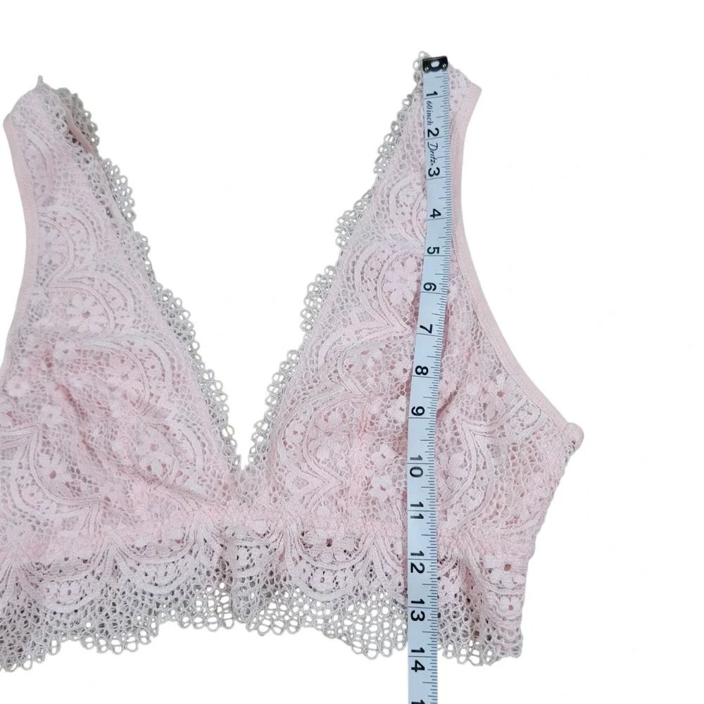 Victoria's Secret Bralette Womens L Pink Lace Long Line Plunge V-Neck Pullover